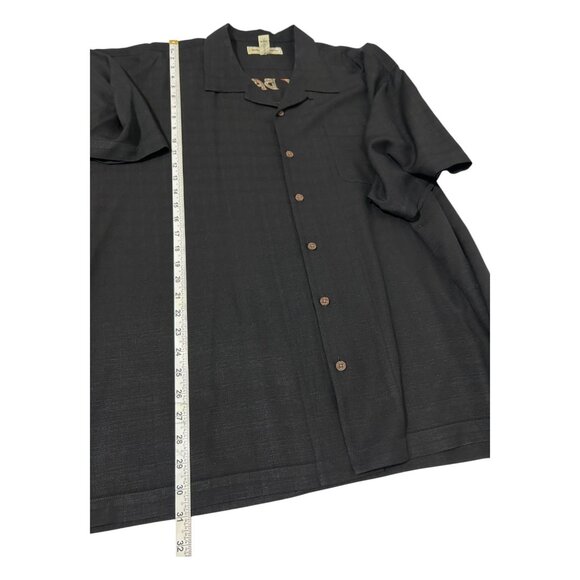 Tommy Bahama Embroidered Black Camp Shirt XXL 100% Rayon Short Sleeve Button-Up - Picture 13 of 13